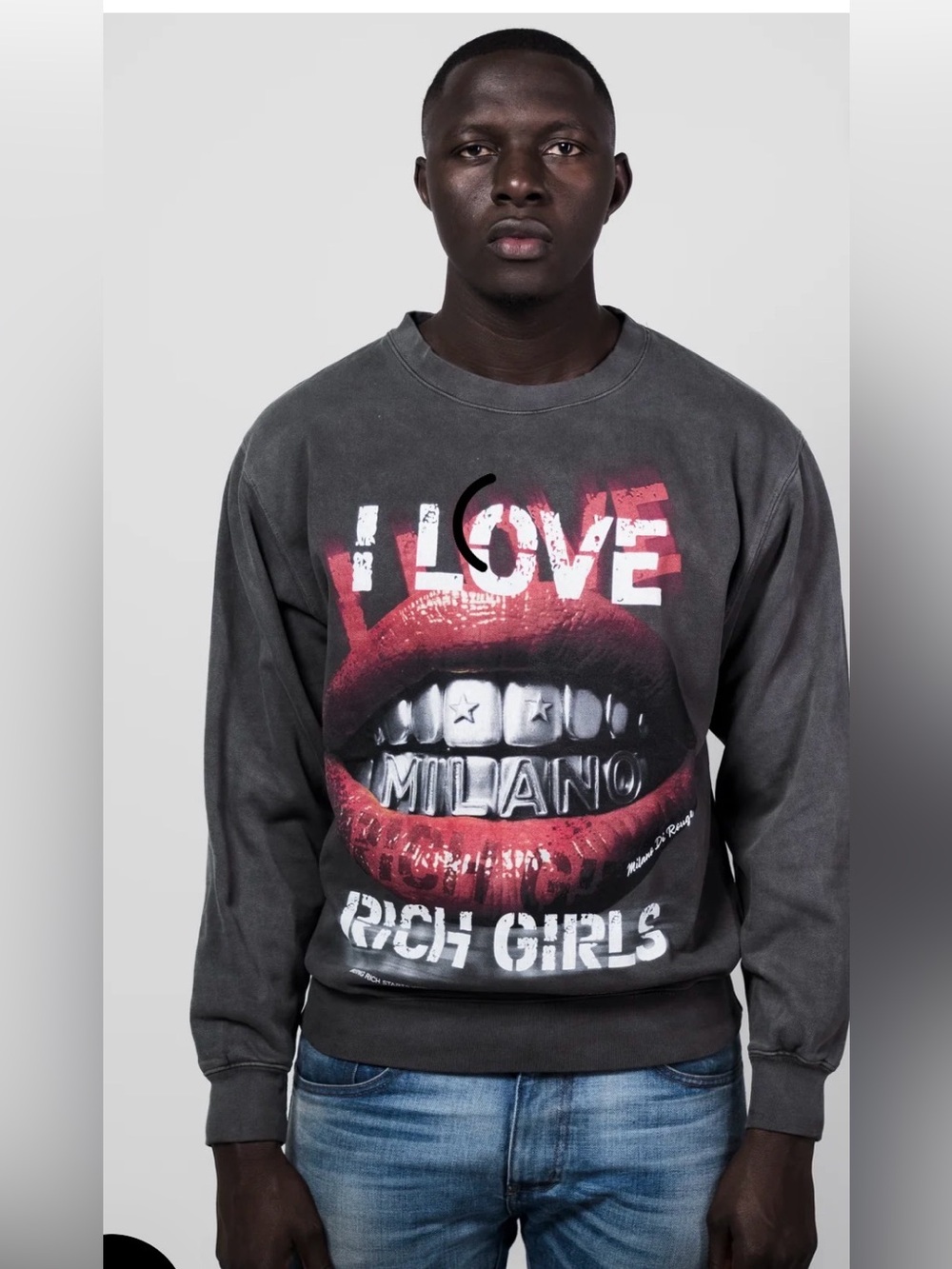 Bundle MEN-small top and women 32 waist  denim -Milano Crewneck Charcoal